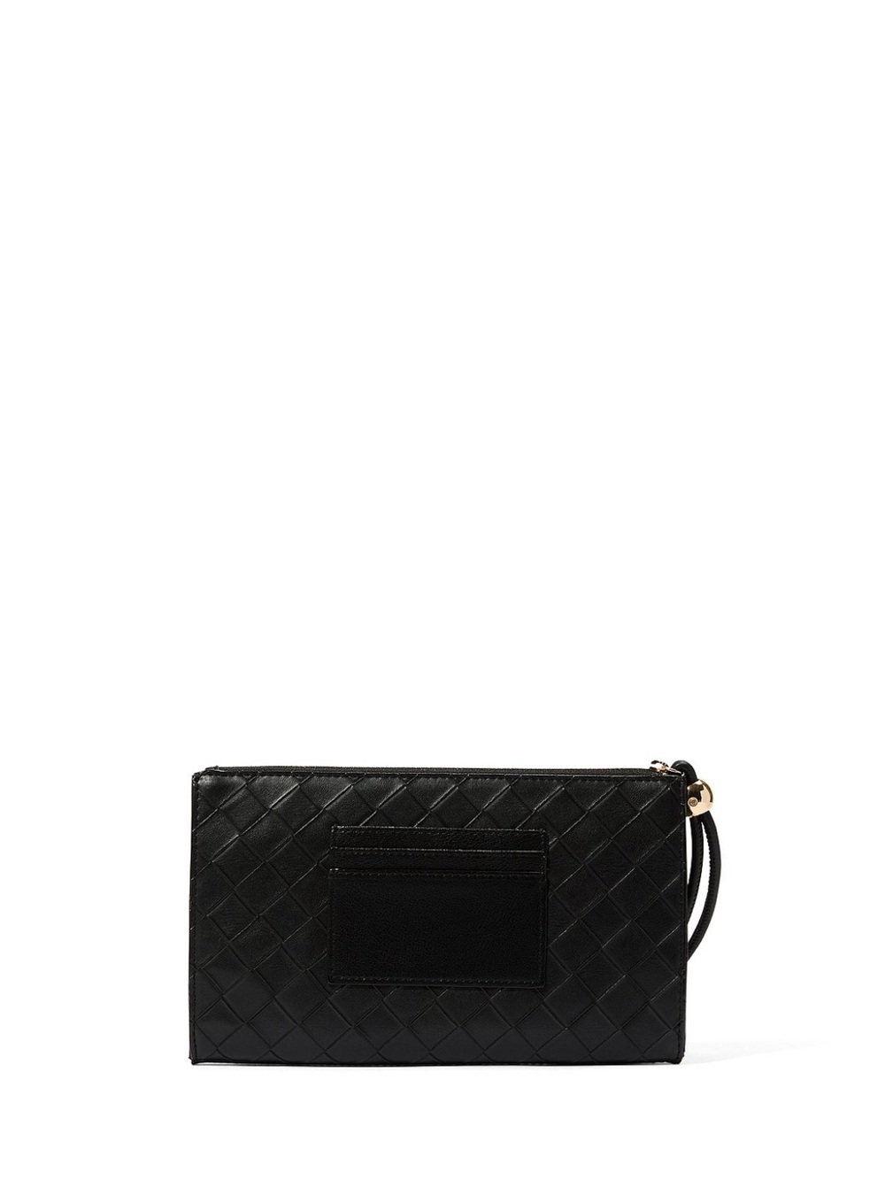 Victoria’s Secret Black Quilted Leather Wristlet Clutch with Gold Hardware NWT - Picture 3 of 4